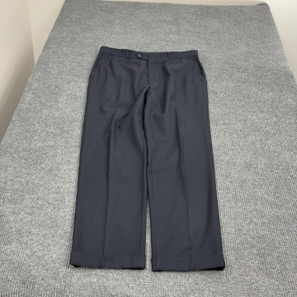Brooks Brothers Dress Pants Mens 42W Navy Blue Wool Herringbone Fitzgerald Style